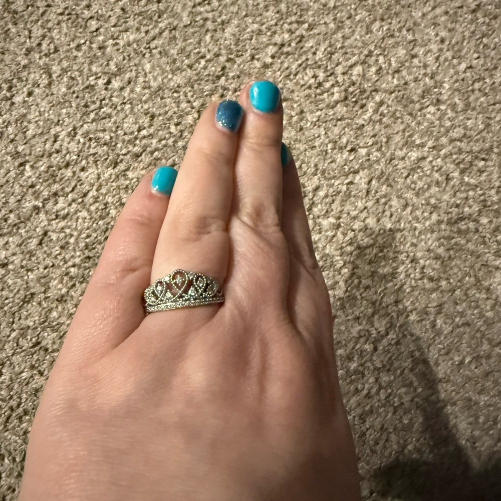 White gold crown ring size 8
